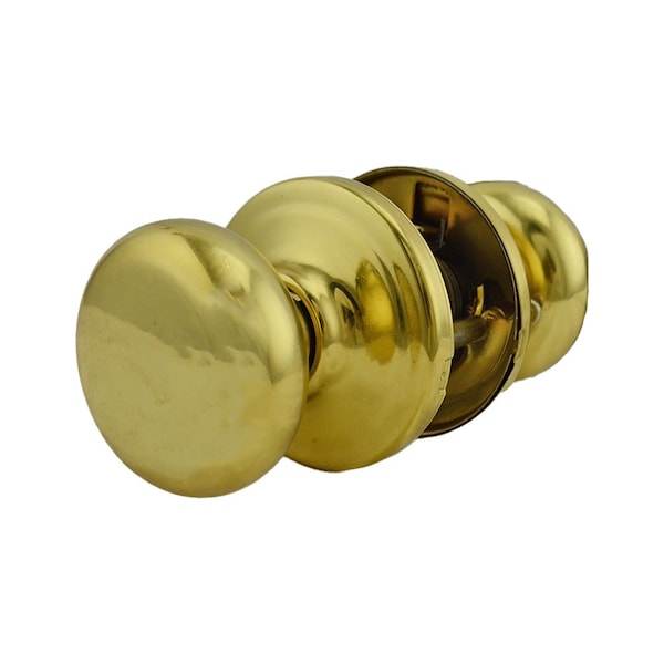 Hancock Knob Passage Door Lock with New Chassis with 6AL Latch and RCS Strike Bright Brass Finish